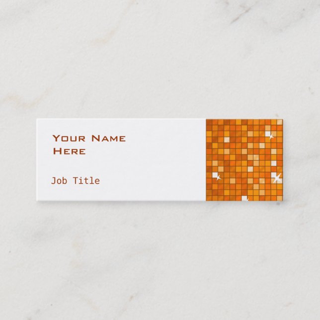 Disco Tiles Orange business card side skinny white (Front)