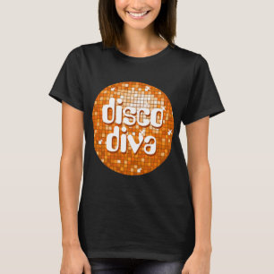 Disco Tiles Orange 'disco diva' t-shirt black