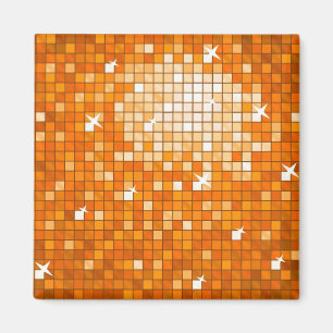 Disco Tiles Orange fridge magnet square