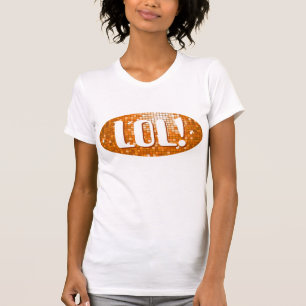 Disco Tiles Orange 'LOL!' ladies petite white T-Shirt