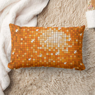 Disco Tiles Orange throw pillow