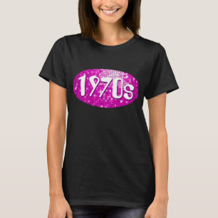 Disco Tiles Pink '1970s' women's t-shirt black