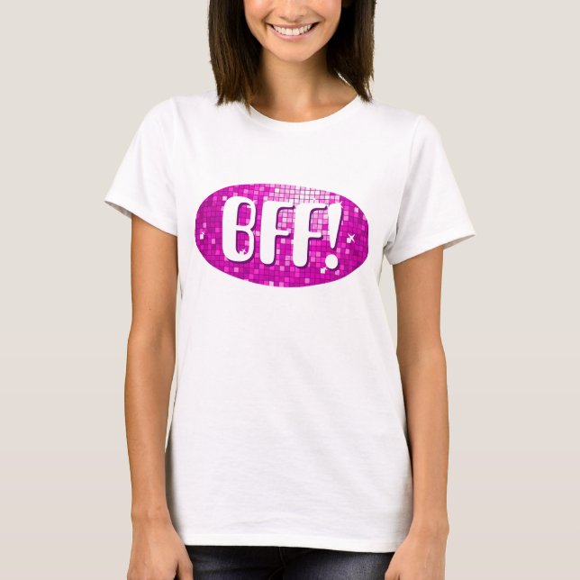 Disco Tiles Pink 'BFF!' spaghetti top (Front)