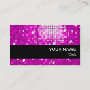 Disco Tiles Pink business card black stripe