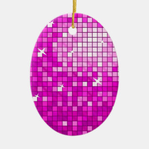Disco Tiles Pink ornament oval