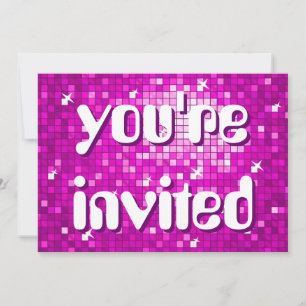 Disco Tiles Pink 'you're invited' amelia text Invitation