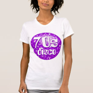 Disco Tiles Purple '70s Disco' ladies petite white T-Shirt