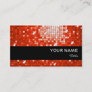 Disco Tiles Red business card black stripe