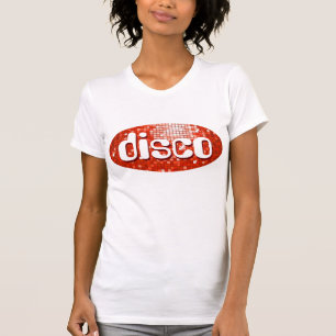 Disco Tiles Red 'disco' ladies petite white T-Shirt