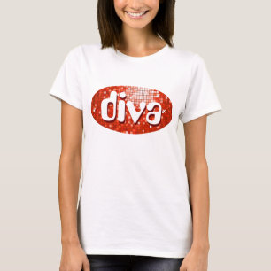 Disco Tiles Red 'diva' spaghetti top white