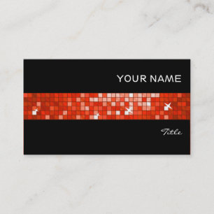 Disco Tiles Red tile stripe black Business Card