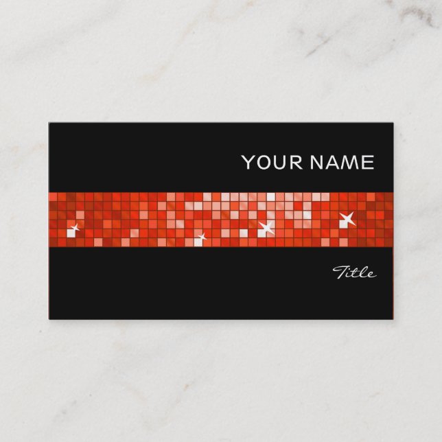 Disco Tiles Red tile stripe black Business Card (Front)