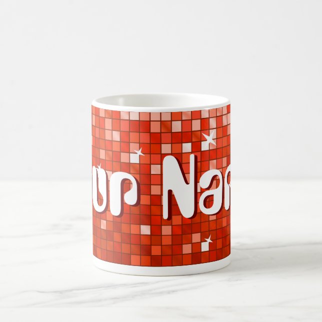 Disco Tiles Red 'Your Name' mug (Center)
