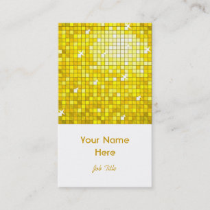 Disco Tiles Yellow business card white portrait