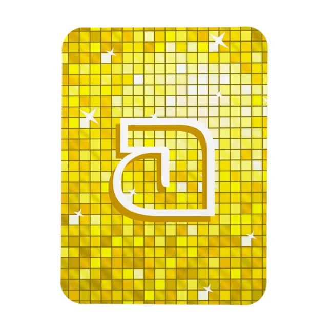 Disco Tiles Yellow monogram premium  magnet (Vertical)