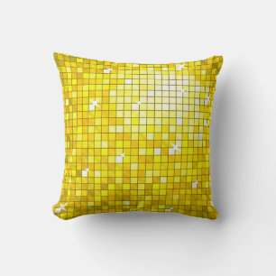 Disco Tiles Yellow throw pillow square