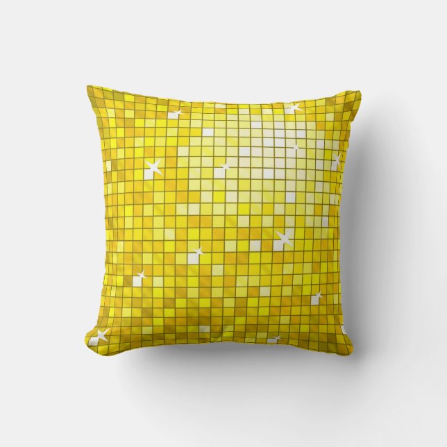 Disco Tiles Yellow throw pillow square (Front)