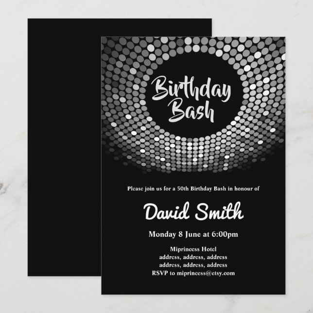 disco, vintage, dance birthday bash invitation (Front/Back)