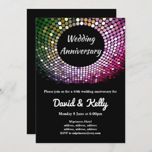 disco, vintage, dance wedding, anniversary invite