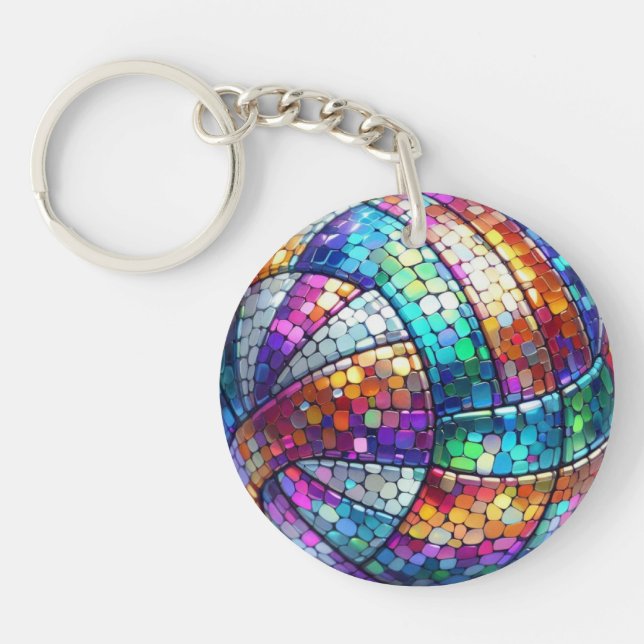 Disco Volleyball Acrylic Keychain (Front)