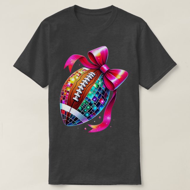 Disco with Pink Bow Sports Party T-Shirt (Design Front)
