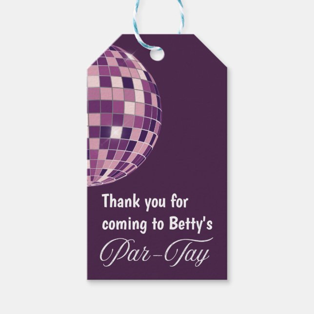 Discoball party gift tag (Front)