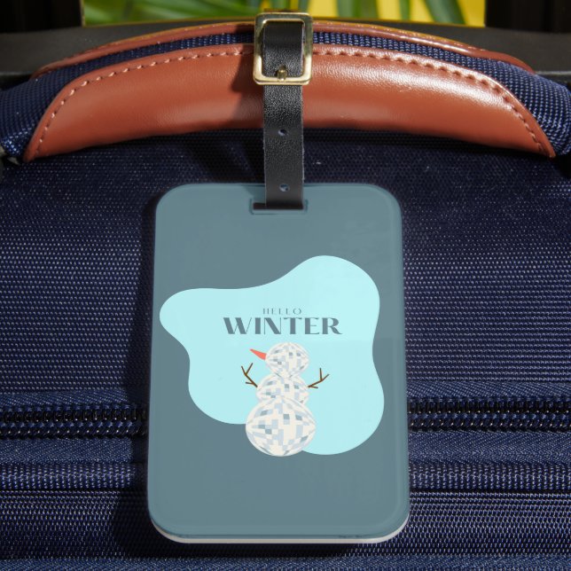  Discoball Snowman Luggage Tag (Front Insitu 2)