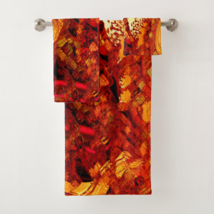 Discoloured to coral carnival mask bath towel set