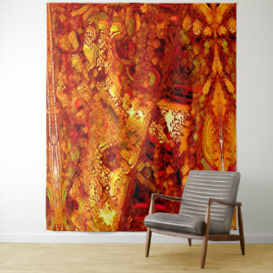 Discoloured to coral carnival mask tapestry