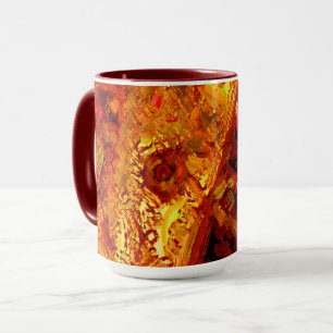 Discoloured to reddish orange carnival mask mug