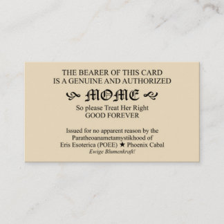 Discordian Mome Card (Ladies version of Pope Card)