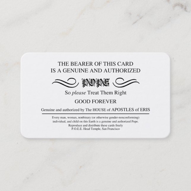 Discordian Pope Cards (Front)