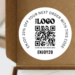 Discount Business Logo Promotional Coupon QR Code Classic Round Sticker