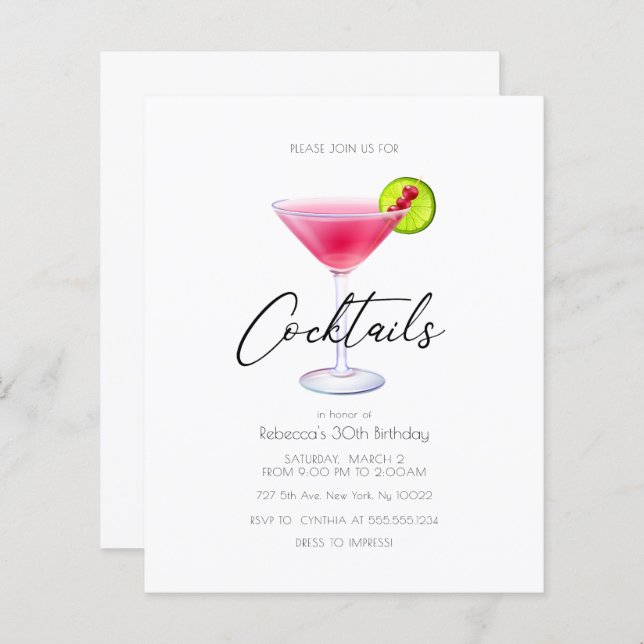 Discount Cosmo Cocktail Party Invitations (Front/Back)