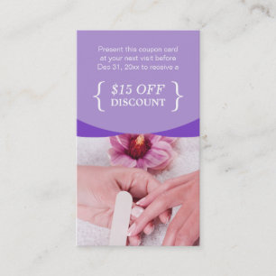 Discount Coupon Card Purple Floral Nail Salon SPA