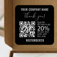 Discount Coupon QR Code Business Black Thank you