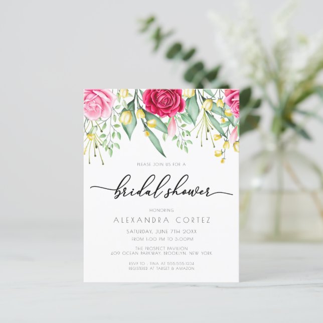 Discount Red and Pink Rose Botanical Bridal Shower (Standing Front)