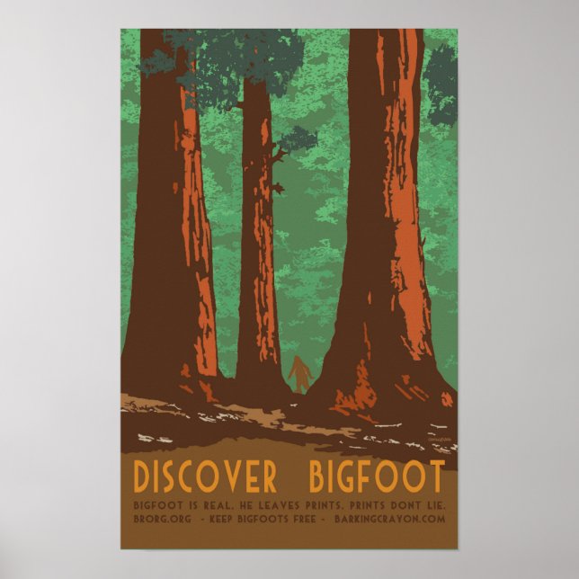 Discover Bigfoot in Redwood Forrest Poster (Front)