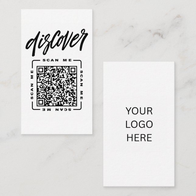 Discover  | Customisable QR code & Logo Template Business Card (Front/Back)