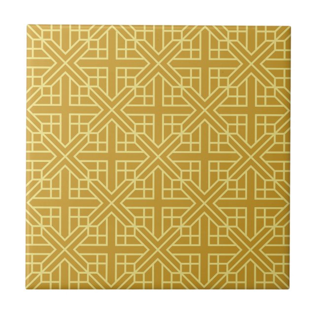 Discover Elegant Geometric Patterns with Gold Line Ceramic Tile (Front)