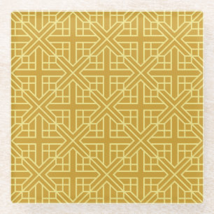 Discover Elegant Geometric Patterns with Gold Line Glass Coaster