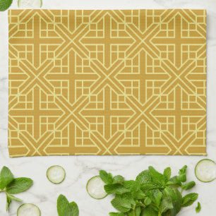 Discover Elegant Geometric Patterns with Gold Line Tea Towel
