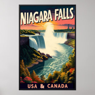 Discover Niagara Falls Vintage Travel Poster