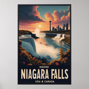 Discover Niagara Falls Vintage Travel Poster