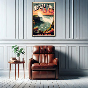 Discover Niagara Falls Vintage Travel Poster