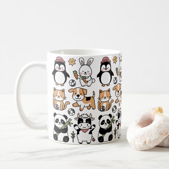 **Discover Our Coffee Mug with Smiling Animals!** (With Donut)