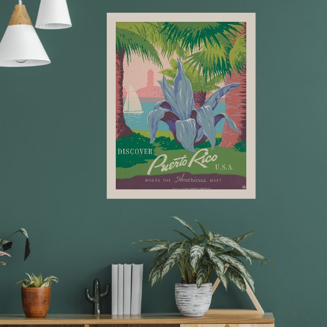 Discover Puerto Rico USA | Vintage Travel Poster (Living Room 1)