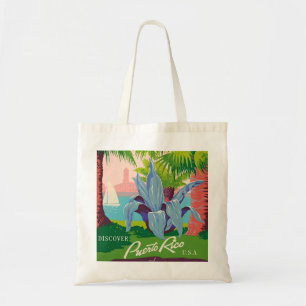 Discover Puerto Rico Vintage Travel Art Tote Bag