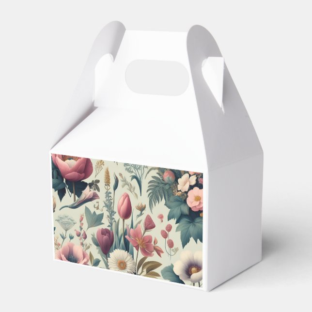 Discover Stunning Spring Floral Botanical Pattern Favour Box (Front Side)