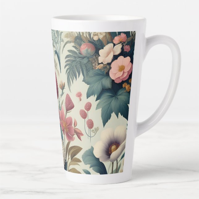 Discover Stunning Spring Floral Botanical Pattern Latte Mug (Right)